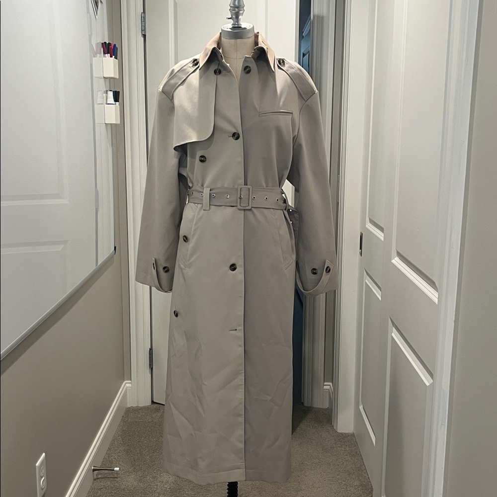 Elegant Beige and Tan Trench Coat